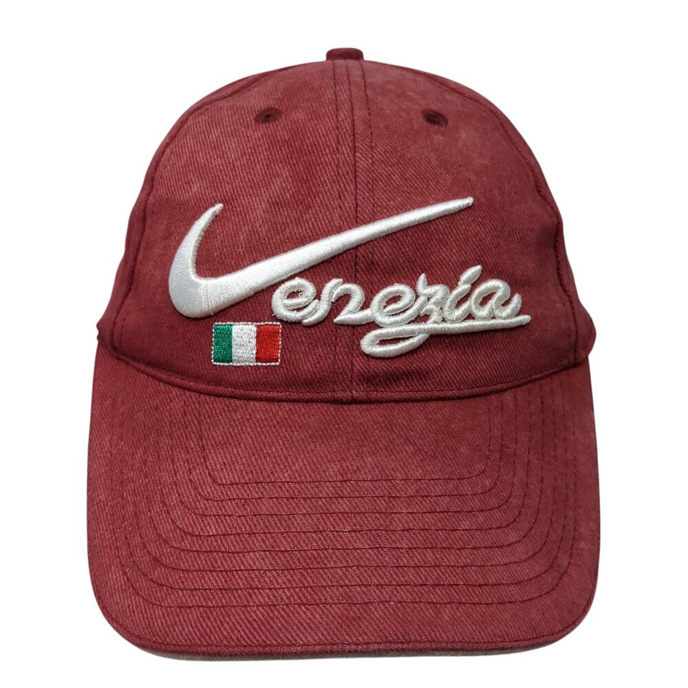 Venezia Strapback Hat Red One Size Adjustable Embroidered Green Park